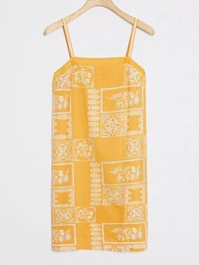 Anthropologie Yellow Embroidered Sundress